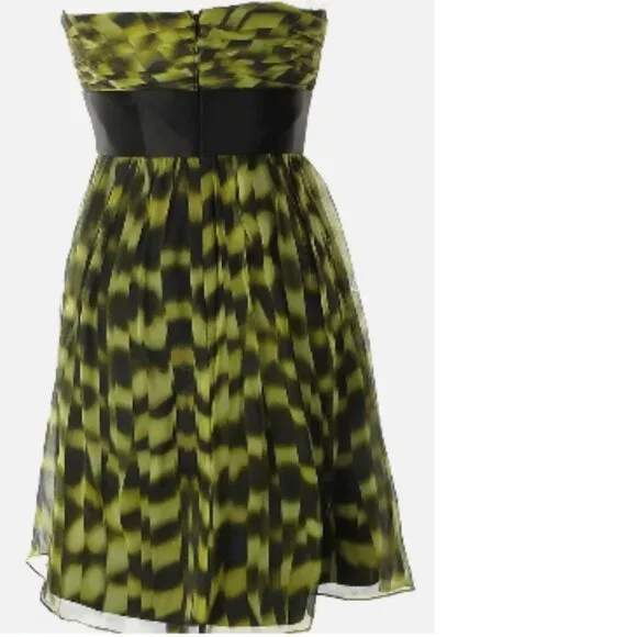 BNWT CALVIN KLEIN strapless pleated silk geometric green tones (8) - Picture 10 of 11